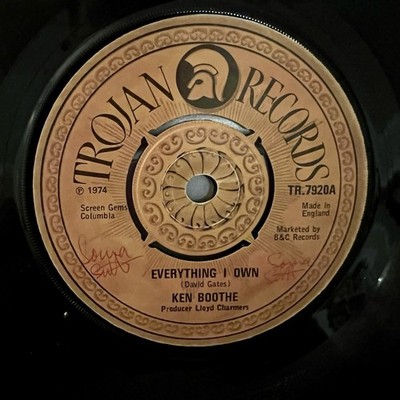 Ken Boothe - Everything I Own 7  Vinyl Trojan Records 1974 UK