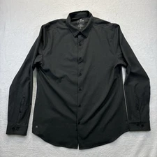 01.Algo Shirt Men’s M Gray Performance Stretch UV Protection LS Button Down