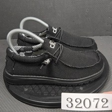 Hey Dude Wally Youth Shoes Size US 5 Black All Black Buckle Exclusive