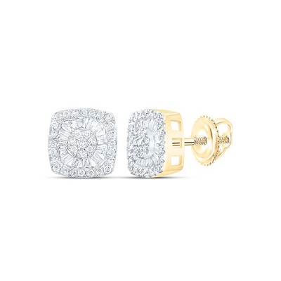 Quadratische Ohrstecker 0,44 kt natürlicher Diamant 10 kt Gelbgold