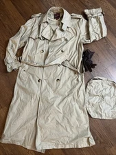 AMHERST & BROCK CLASSIC British Tan Double Breast Cotton TRENCH COAT M Belted