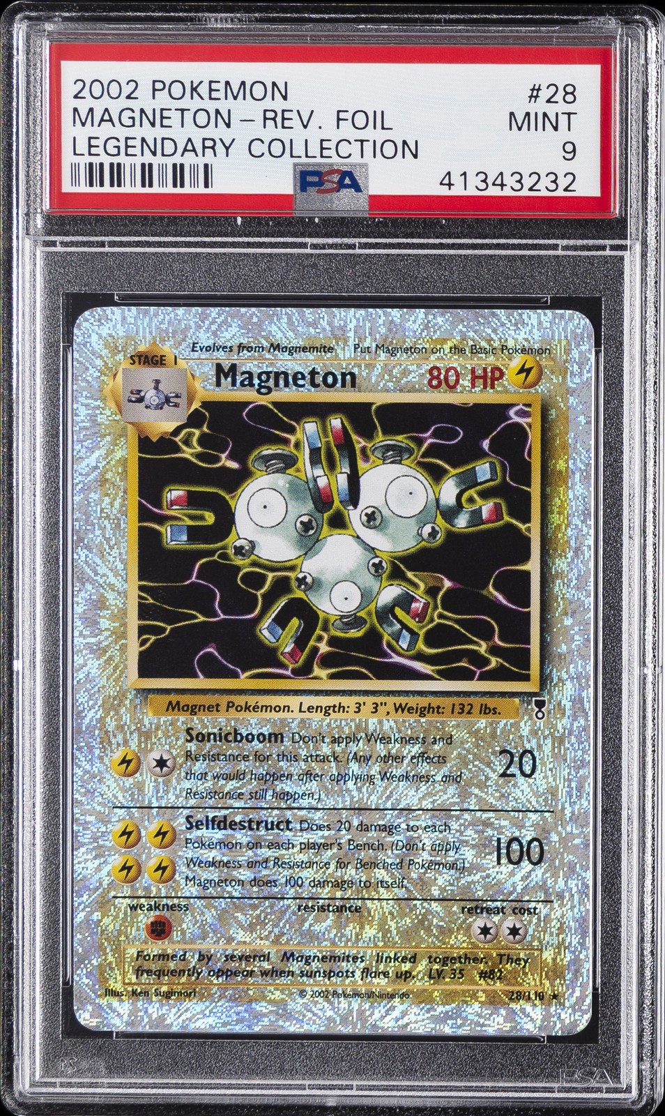 2002 POKEMON LEGENDARY COLLECTION #28 MAGNETON-REVERSE FOIL PSA 9
