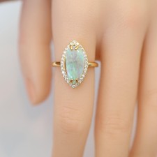 Green Black Opal Ring 925 Sterling Silver Victorian Style | Gift for Her