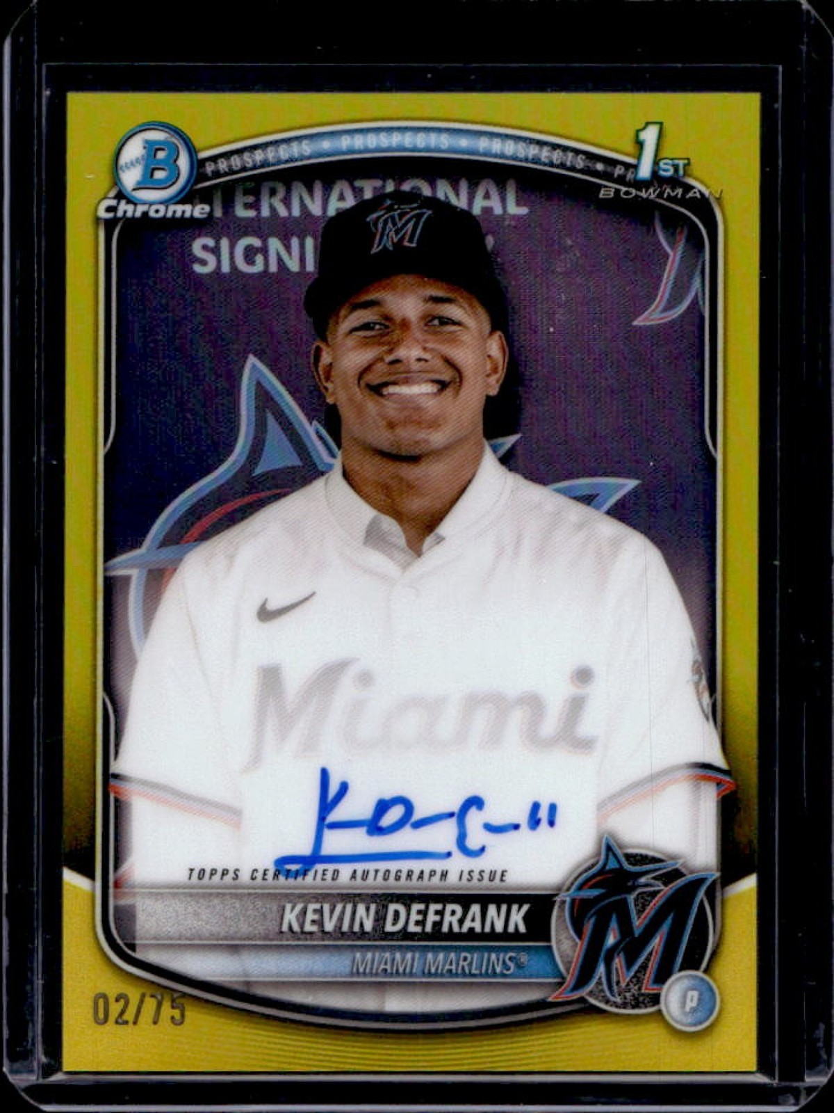 2025 Bowman Chrome Kevin Defrank Auto Yellow Refractor 1st #2/75