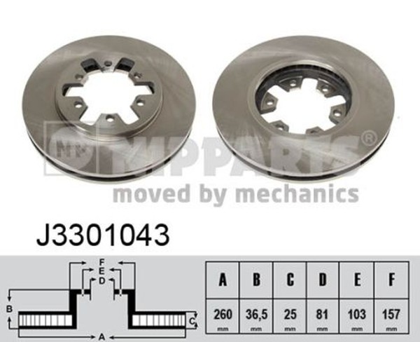 2X Nipparts Bremsscheibe J3301043 FüR Nissan Urvan E24 Bus Pick Up D22 D21-image