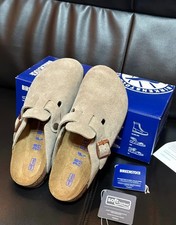 Birkenstock Boston Soft Footbed Suede Leather Taupe Clogs Unisex Shoes New
