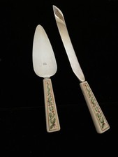 LENOX SHEFFIELD KNIFE AND CAKE SERVER - CHRISTMAS HOLLY - VG
