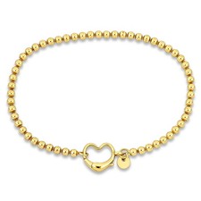 Amour Yellow Plated Sterling Silver Ball Link Heart Clasp Feminine Anklet - 9 in