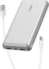 Belkin 20000mAh USB-C Power Bank 15W w/ 2 USB-A Ports Portable Charger, Silver