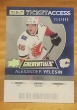 2020-21 Upper Deck Credentials RC/999 Alexander Yelesin Calgary Flames 