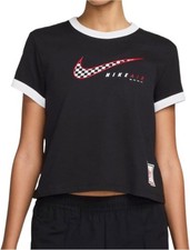Sportswear Club Moto Womens Short Sleeve Shirt Black Size Large - Black - Larg