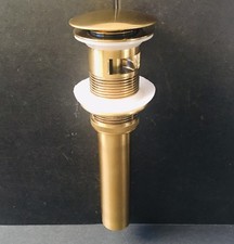 Brushed Brass Pop-Up Drain Assembly with Overflow