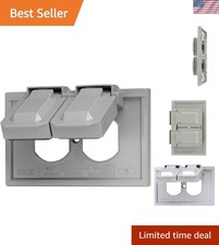 Self-Closing Gray Weatherproof Outlet Cover for 1-Gang Outdoor Installations
