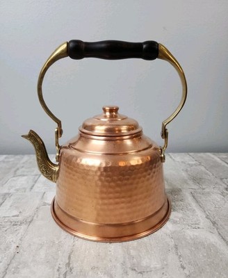 Vintage Demmex Tea Kettle Pot Hammered Copper Brass Handcrafted Turkey