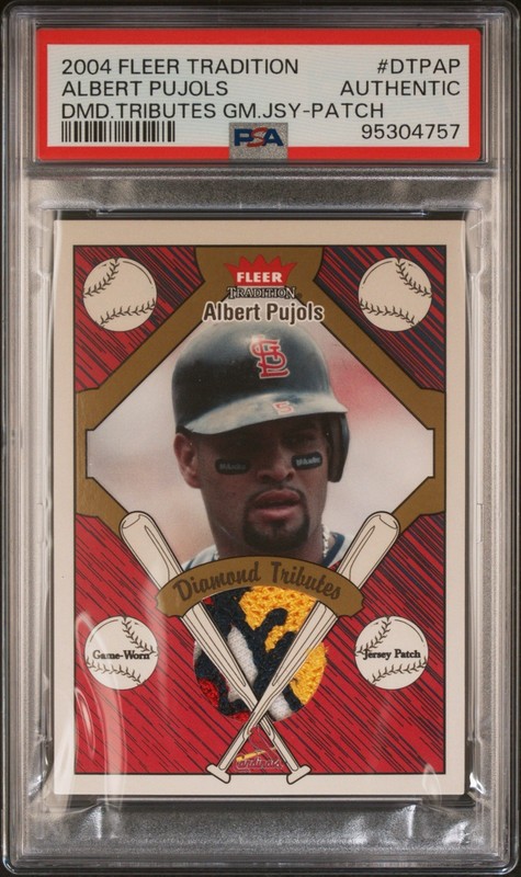 2004 Fleer Tradition Albert Pujols Diamond Tributes Game Used Patch /50 PSA AUTH