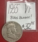 1955 50C "Bugs Bunny"  Franklin SilveHalf Dollar. (VF) Very Fine Cond! ENN Coins