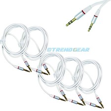 5X 4FT 3.5MM AUX JACK MALE AUDIO STEREO CABLE CORD WHITE FOR IPHONE 5S 5C 5 IPOD