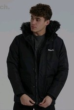 Bench Men's Tillor Padded Parka Size Medium Fur Trim Hood Black