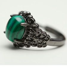 Genuine Malachite Handmade Ring Jewelry Gift  Elegant CASE 555-00