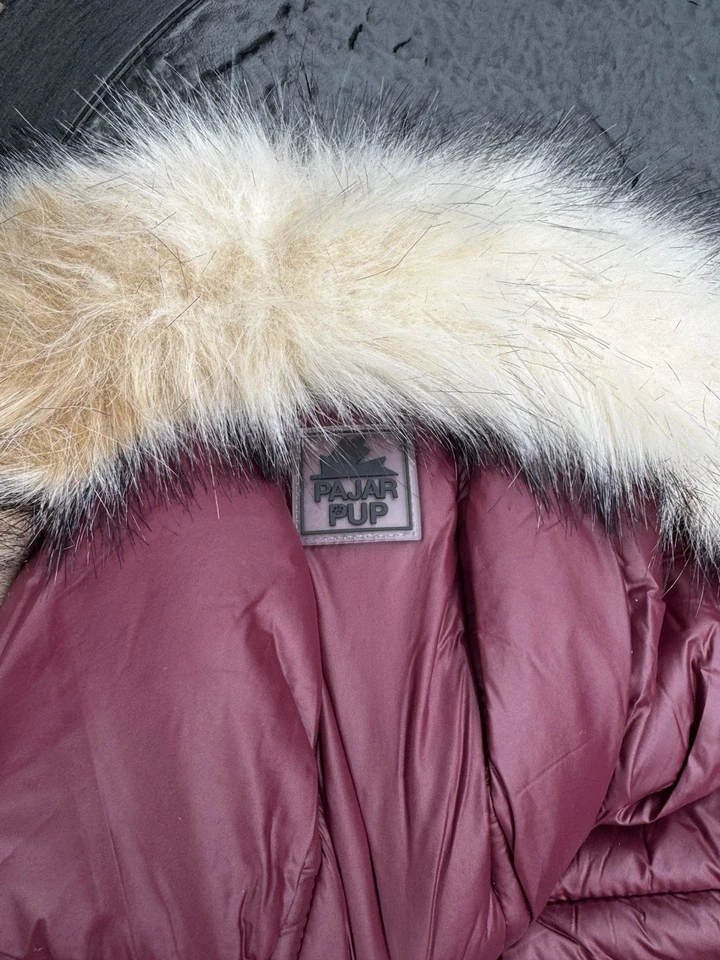 Abrigo Pajar Cachorro Perro Talla L Chaqueta acolchada con aislamiento de sangre de buey Capucha de piel extraíble Foto 2 de 4