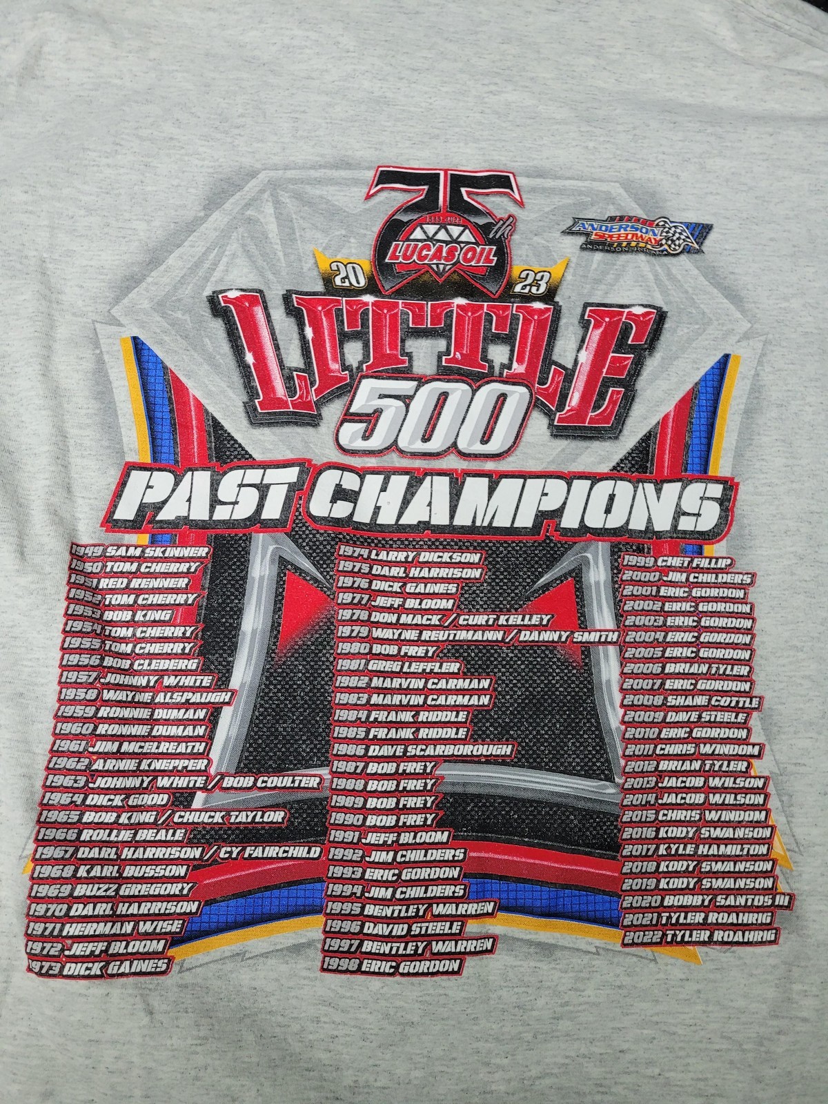 Little 500 Shirt Mens Xl Gray Anderson Speedway Racing Graph