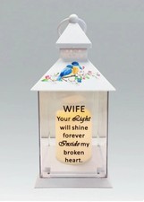 Image of Memorial Light Up Lantern - Bird Floral Candle Graveside Memory Remembrance