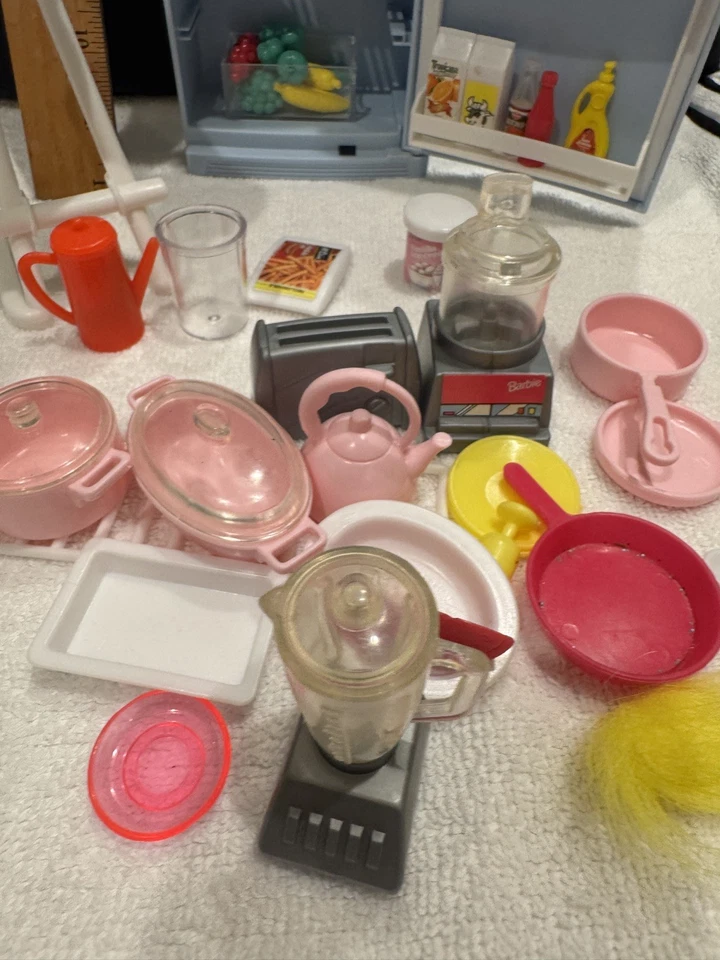 Barbie S0 1995 mucho que hacer accesorios de cocina ollas de comida sartenes platos leer Foto 3 de 4
