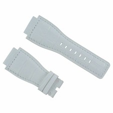 24MM LEATHER WATCH BAND STRAP FOR BELL  ROSS WATCH BR-01-BR-03 WATCH WHITE