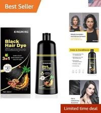 3-in-1 Black Hair Dye Shampoo for Gray Coverage, 500ml - Herbal Formula  Eas...
