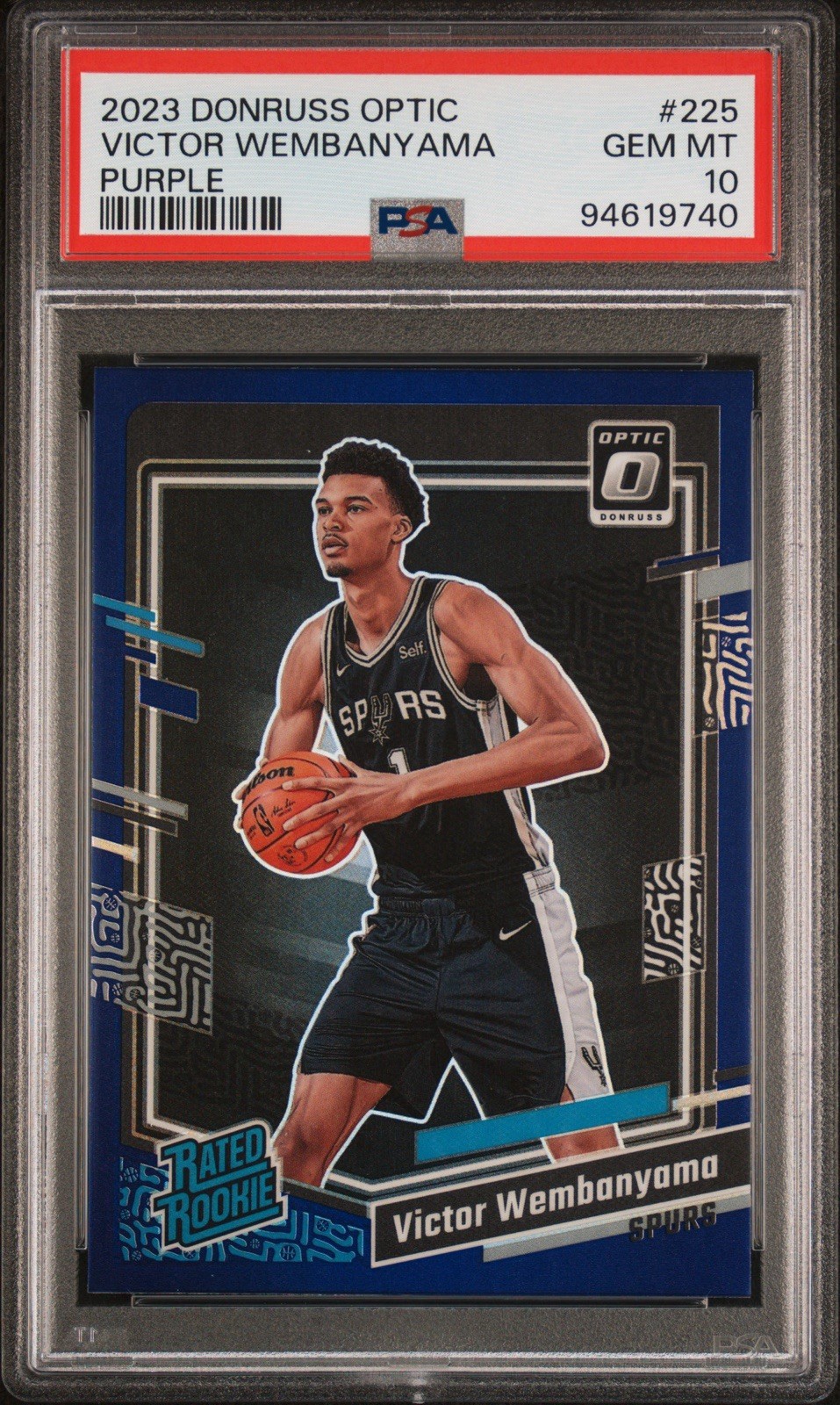 PSA 10 2023 Donruss Optic Rated Rookie Victor Wembanyama Purple Holo Prizm 225🦄