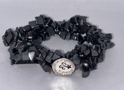 LA 925 Sterling Silber Hämatit Twist Stretch Armband ''IF YOU BELIEVE IT''.