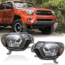 Pair Headlights For 2012-2015 Toyota Tacoma w/o Bulbs, Halogen Headlamps Blac...