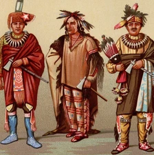 NORTH AMERICAN INDIGENOUS CHIEFTAINS – RACINET PLATE – 1876 Antique Print