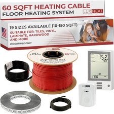 60Sqft Floor Heating Cable Kit - 120V Heated Flooring under Tile - Heated Floori