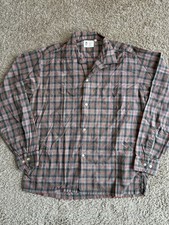 Vintage 1960s Penneys Towncraft Loop Collar Plaid Shirt Sz Medium Great Colors