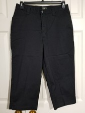 Lee Women Size 14 M Black Cotton Stretch Capri Pants 800291