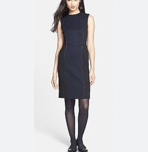 Tory Burch Natalee Ponte Sheath Sleeveless Blue/Black Dress Sz XL - Picture 5 of 5