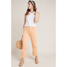New Anthropologie Pilcro High-Rise Cropped Flare Jeans SIZE 25 Belted Tangerine