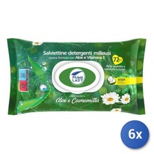 6X Baby Wipes 72 Piuma Lady Aloe Chamomile Made In Italy