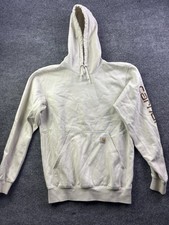 Carhartt Hoodie Mens Small White Pullover Fleece Sweatshirt Logo Sleeve K288