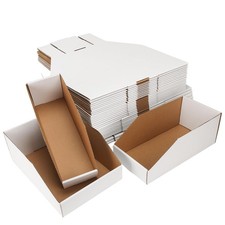 EXYGLO Cardboard Storage Bins Assorted Mixed 12x4/6/8x4.5 Inches, White
