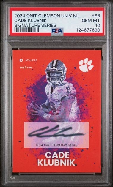 Cade Klubnik Clemson Tigers 2024 Onit Rookie On Card Auto /200 PSA 10 Gem Mint 