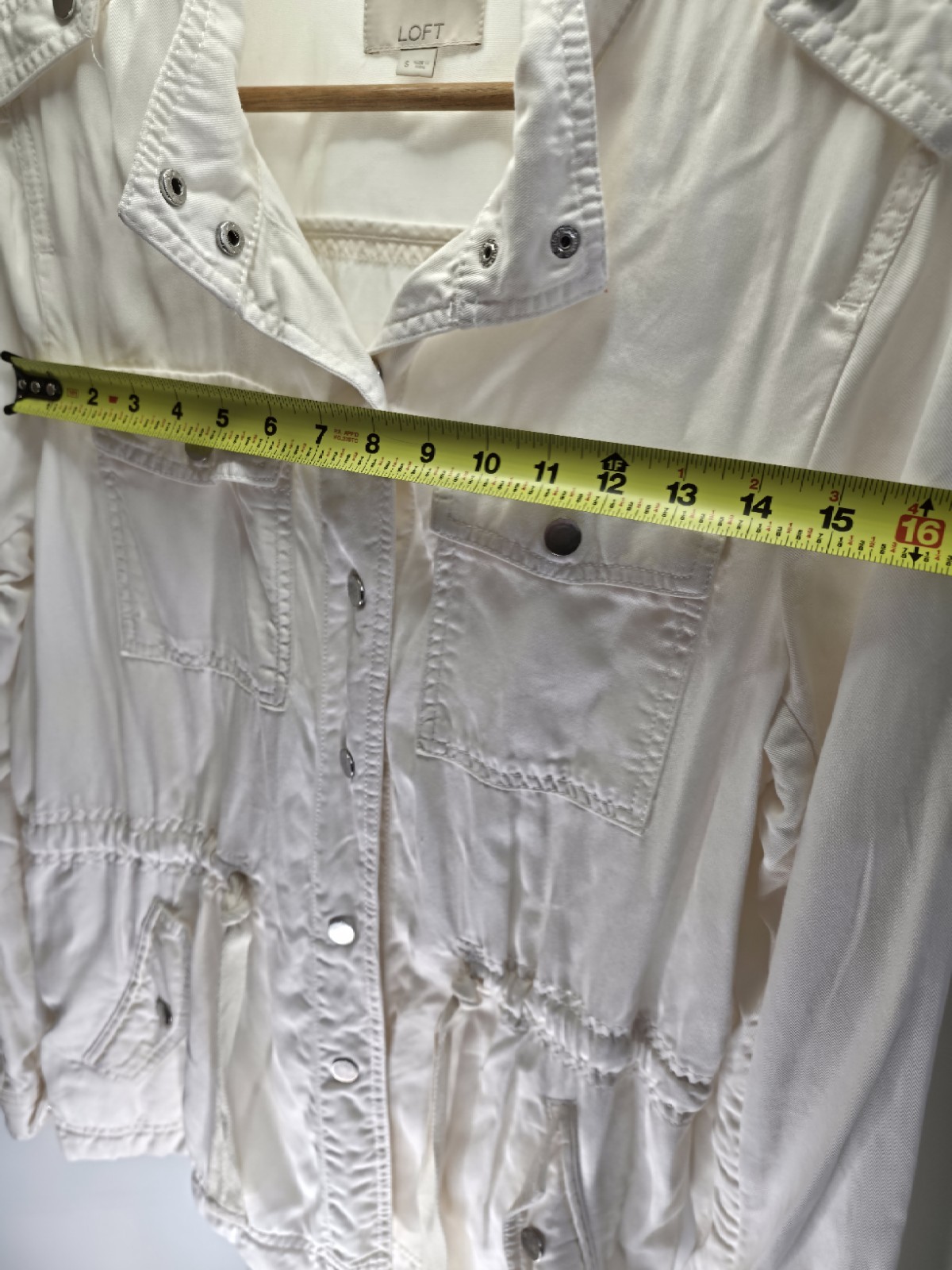 Loft Utility Jacket Snap Button Drawstring Cream … - image 5