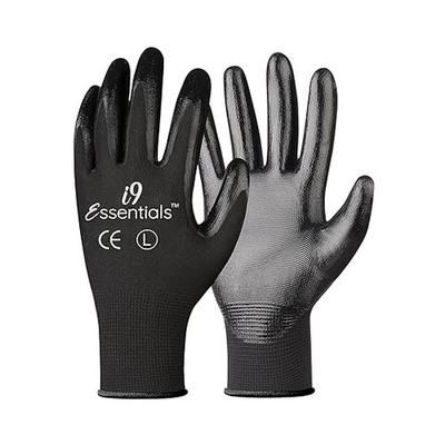PU Coated Work Gloves for Men Women - Large, Black, Lightweight Grip Safety