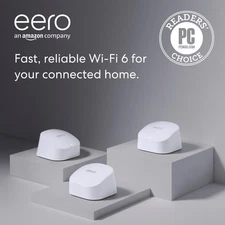 Amazon eero 6 mesh wifi system - Supports internet plans up to 500 Mbps, Cove...
