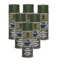 6x Farbspray matt MFH Milit&auml;rlack NVA GR&Uuml;N Milit&auml;rfarbe Spr&uuml;hdose Farbe RAL 6003
