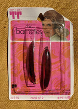 Vintage 70's Hair Barrettes with metal - Tip Top Brand, New Sealed, old stock