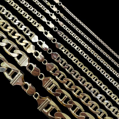 14k Gold Plated Solid 925 Sterling Silver Mariner Chain Necklace