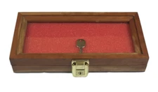Cherry Wood Display Case  5 x 10 x 2 for Arrowheads Knifes Collectibles & More 