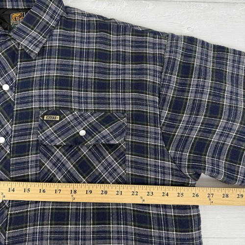 Vtg Klimbers by Kodiak Plaid Jacket Men XL Tall Navy Quilted Shacket Pearl Snaps - Picture 10 of 13